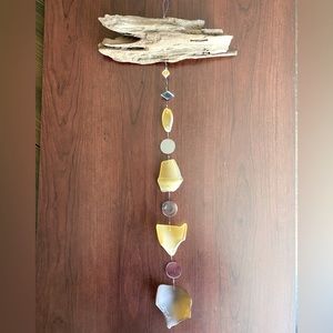 Rare yellow beach glass light chime!